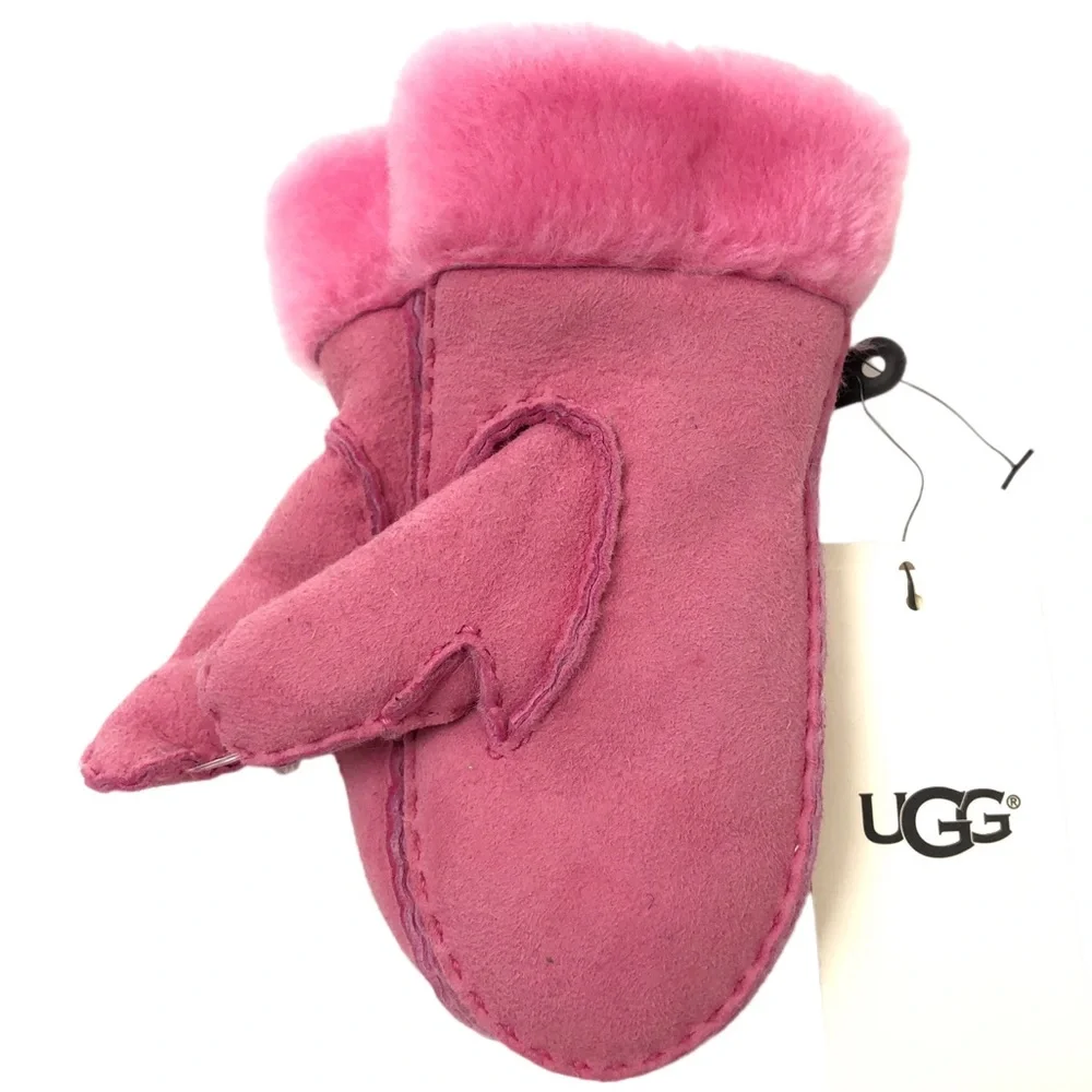 Ugg Girls Bubblegum Pink Shearling Mittens 2-4 years